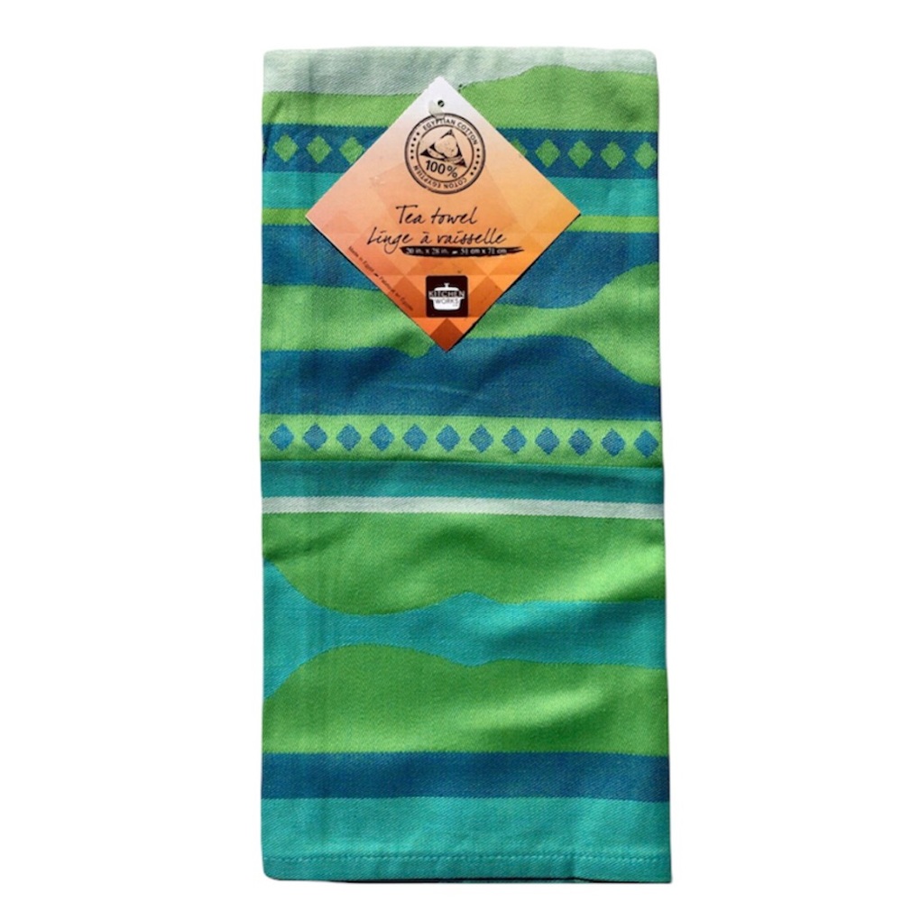 Safdie & Co. Egyptian Cotton Tea Towel, Green/Blue